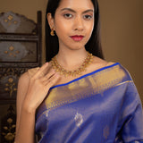 Cobalt Blue Floral Kanjivaram Silk Saree