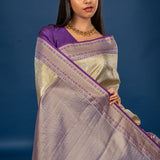 Golden Floral Kanjivaram Silk Saree