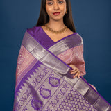 Pink Floral Kanjivaram Silk Saree