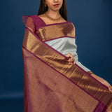 Greyish Blue Kanjivaram Silk Saree