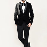Black Velvet Suit Set With Bow