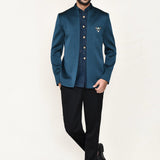 French Blue Polyester Sherwani Set