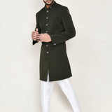 Black Rayon Sherwani Set