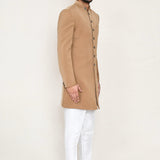 Beige Rayon Sherwani Set