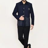 Oxford Blue Velvet Sherwani Set