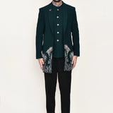 Bottle Green Polyester Suits Set With A Bow