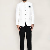 White Cotton Linen Prince Coat With Pant