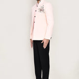 Light Pastel Pink Suit Set Polyester With Open Prince Coat