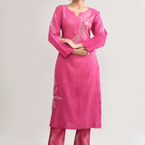 Pink Cotton Chikankari Suit Set