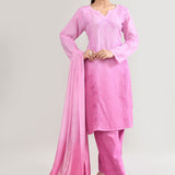 Light Pink Cotton Chikankari Suit Set