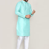 Blue Jacquard Kurta Set