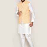 Orange Cotton Jacket With Threadwork