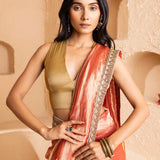 Pink Silk Tissue Saree With Fancy Border