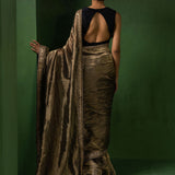 Moonlight Gold Silk Tissue Saree With Fancy Border