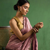 Turkish Rose Pink Chanderi Saree With Zari Stripes