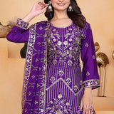 Royal Purple Silk Embroidered Sharara Set