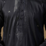Black Silk Blend Embroidered Kurta