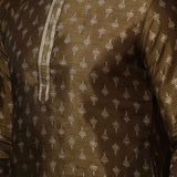 Dirt Brown Dupion Printed Kurta Set