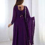Purple Georgette Embroidered Anarkali Set