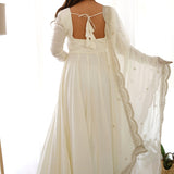 Alice White Chanderi Solid Pattern Anarkali Set
