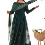 Jungle Green Georgette Embroidered Anarkali Set
