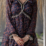 Navy Blue Brasso Floral Printed Sharara Set