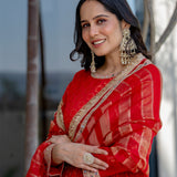 Candy Red Brasso Printed Skirt Set