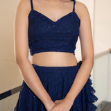 Navy Blue Georgette Chikankari Lehenga Set