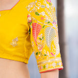 Bright Yellow Tissue Embroidered Lehenga Set