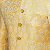 Light Yellow Cotton Blend Printed Sherwani Set