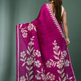 Burnt Pink Pure Silk Saree With Printed Design