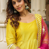 Solid Yellow Cotton Silk Sharara Set
