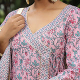 Blossom Pink Cotton Floral Printed Lehenga Set