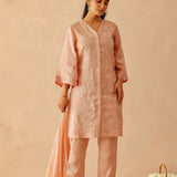 Dusty Pink Russian Silk Embroidered Kurti Set