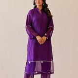Deep Purple Russian Silk Solid Kurti Set