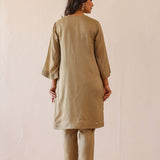 Sage Green Russian Silk Embroidered Kurti Set