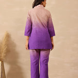 Ombre Eminence Purple Cotton Cut Work Co-Ord Set