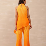 Amber Orange Crepe Solid Co-Ord Set