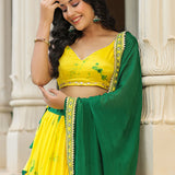 Golden Fizz Yellow Chinon Shibori Lehenga Set