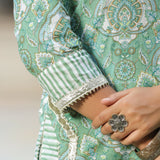 Seafoam Green Cotton Floral Printed Kurti Set