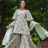 Conch Grey Cotton Floral Printed Sharara Set