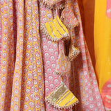 Light Lilac Cotton Floral Printed Anarkali Set