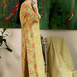 Yellow Paisley Printed  Suit Set With Floral Pattern