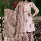 Floral Printed Pink Cotton Sharara Set