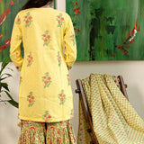 Floral Printed Yellow Cotton Sharara Set