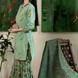 Printed Dark Green Cotton Floral Sharara