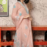 Hand Block Printed Rose Pink Cotton Kurta Set