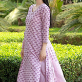 Pure Cotton Lilac Floral Printed Kurta Set