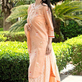 Birds Printed Peach Colour Kurta Set