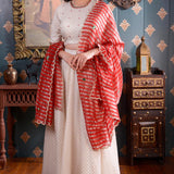 Ivory Banarasi Butty Chandary Lehenga And Dupatta Set